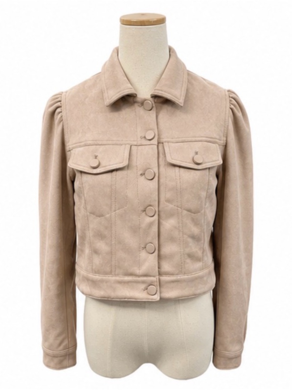 Industry Republic Clothing NWT Blush Faux Suede Crop Jacket Puff Sleeve Medium